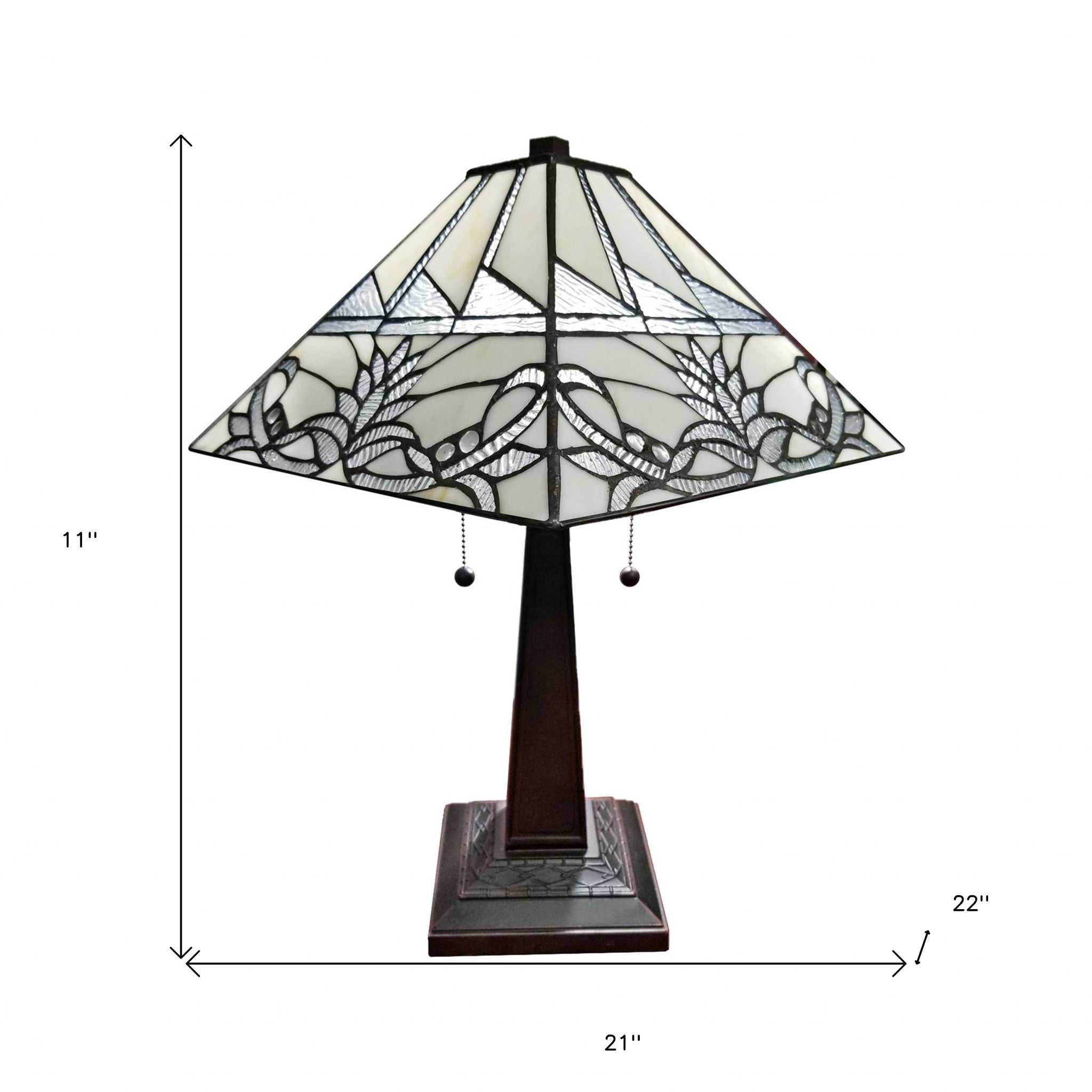 22" Dark Brown Metal Two Light Candlestick Table Lamp With White Empire Shade