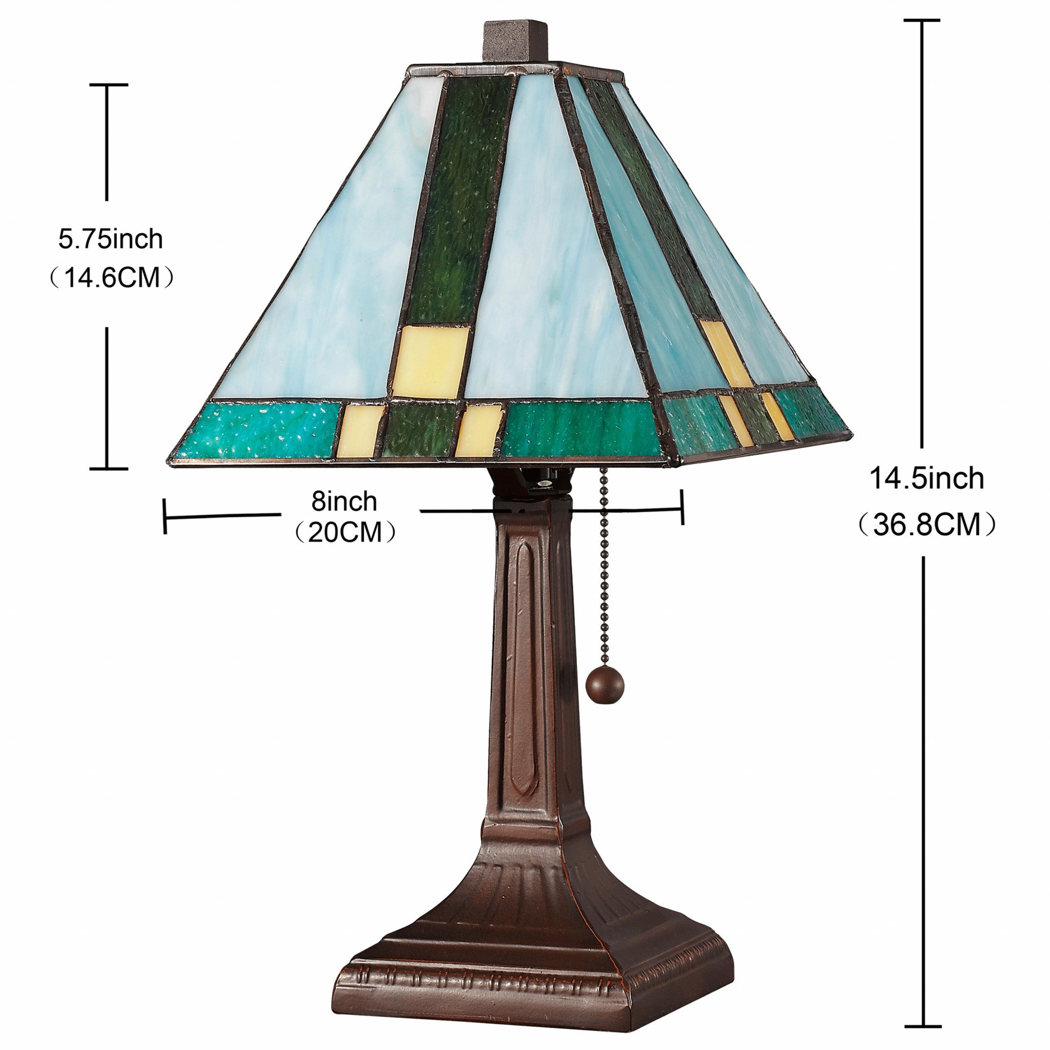 15" Dark Brown Metal Candlestick Table Lamp With Green Shade