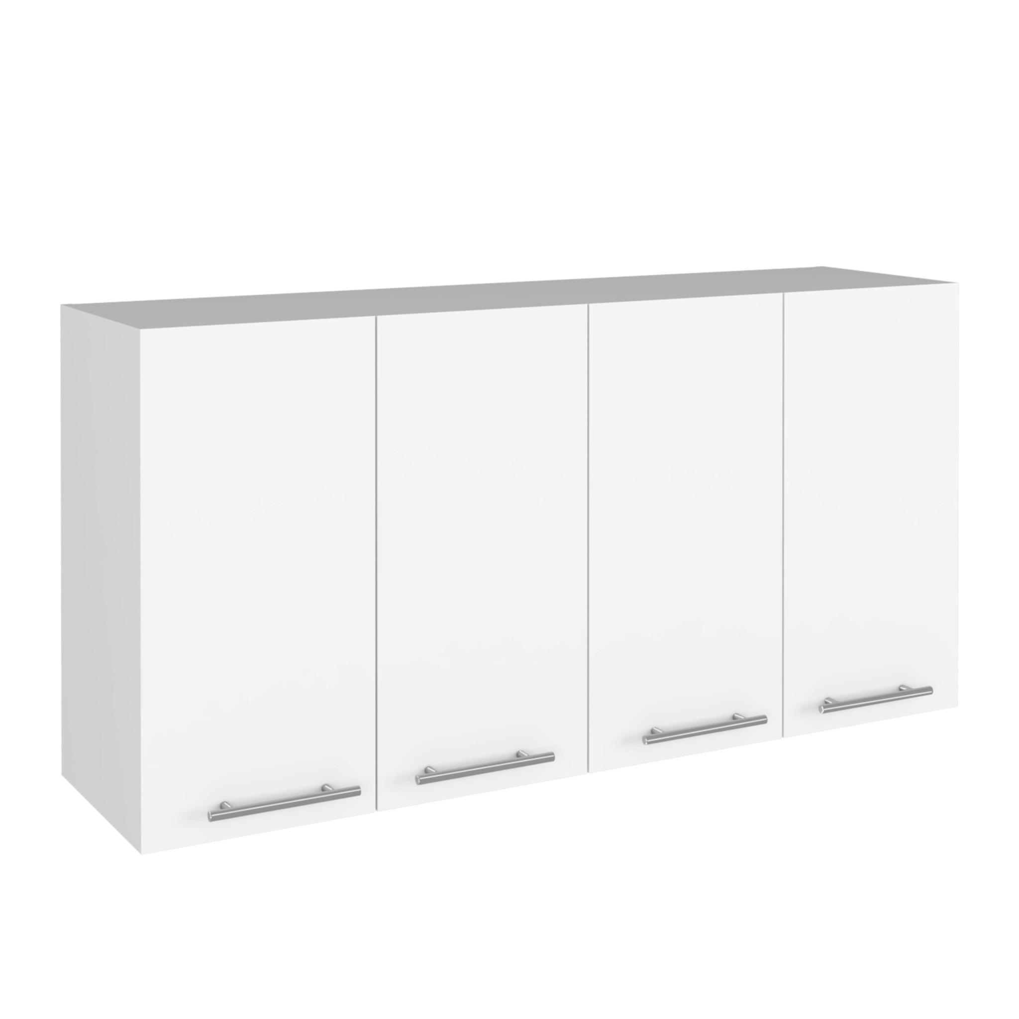 47" White Wood Wall Mounted Accent Chest With Four Doors