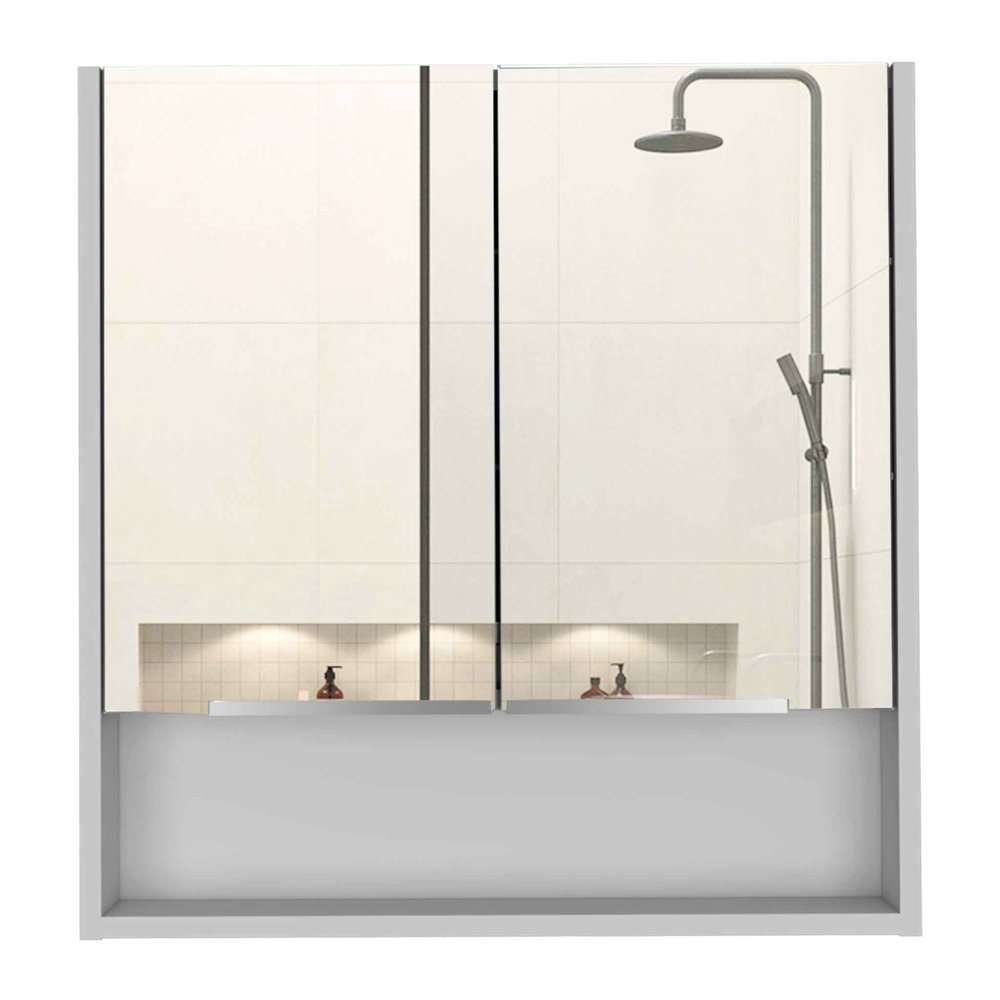 24" White Wood Floating Single Door Bathroom Vanity And Medicine Cabinet With Mirror