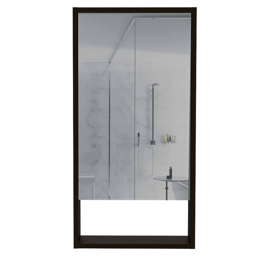 18" Black Wood Floating Double Door Bathroom Vanity And Medicine Cabinet With Mirror