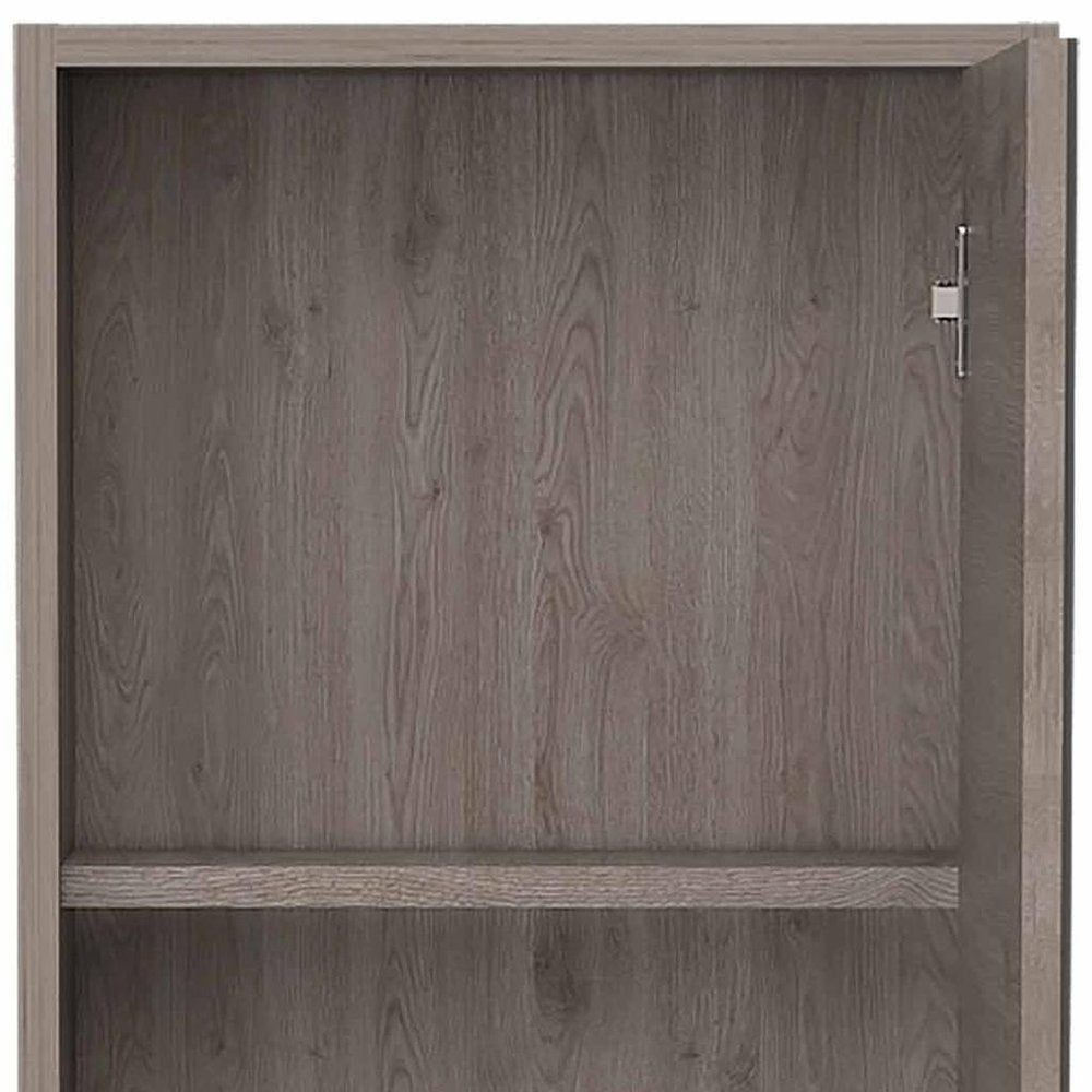 18" Light Gray Wood Floating Double Door Bathroom Vanity And Medicine Cabinet With Mirror