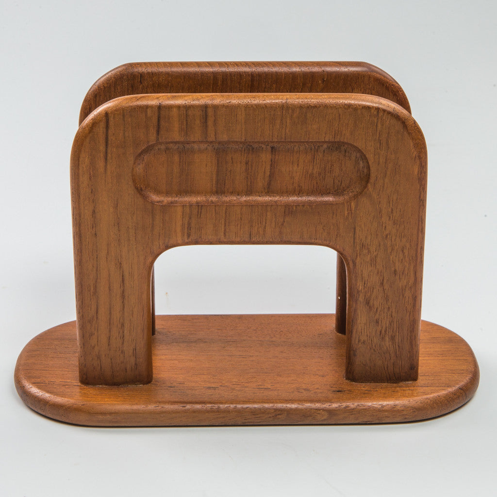 8" Brown Solid Wood Napkin Holder