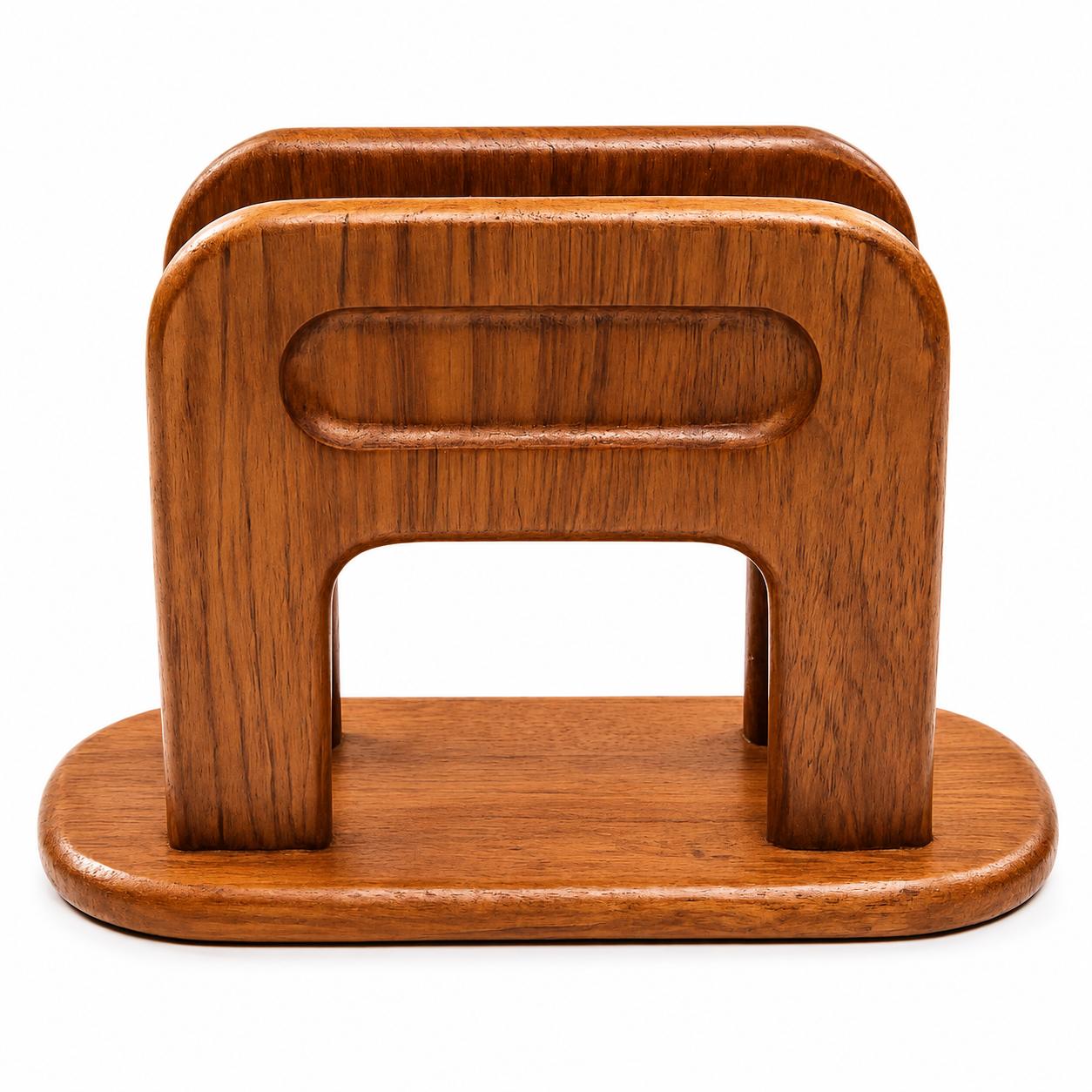 8" Brown Solid Wood Napkin Holder