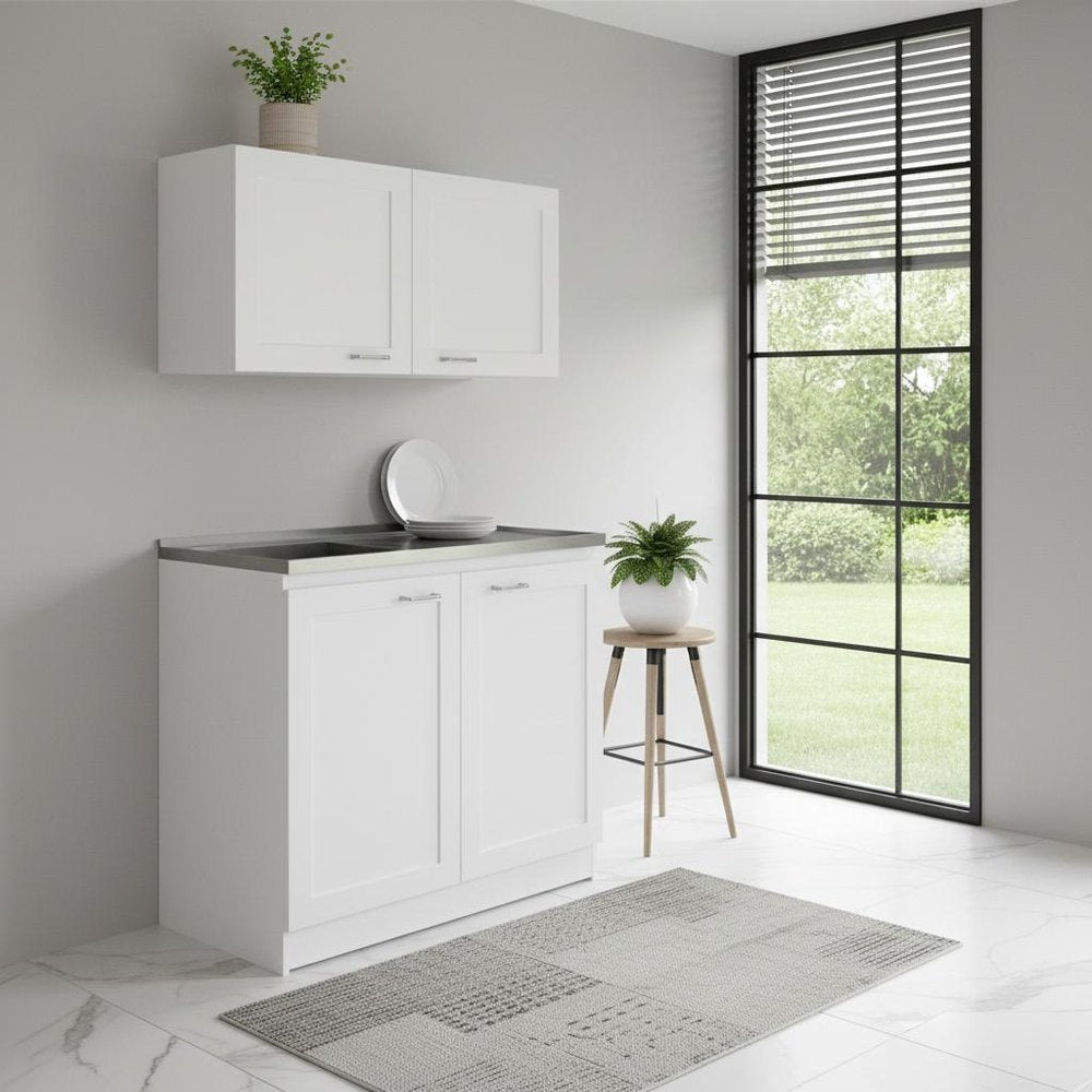 42" Black and White Wood Accent Cabinet Set With Four Doors