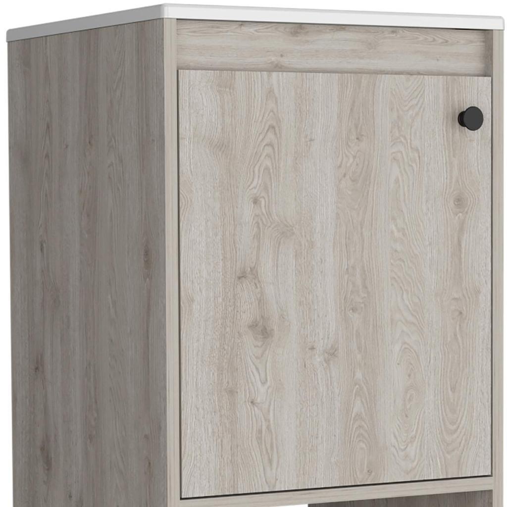 18" Light Gray Wood Freestanding Single Door Bathroom Vanity With White Sink