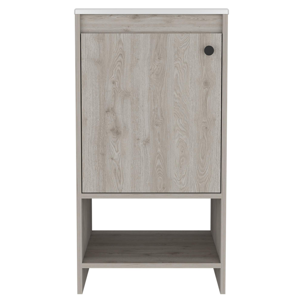 18" Light Gray Wood Freestanding Single Door Bathroom Vanity With White Sink