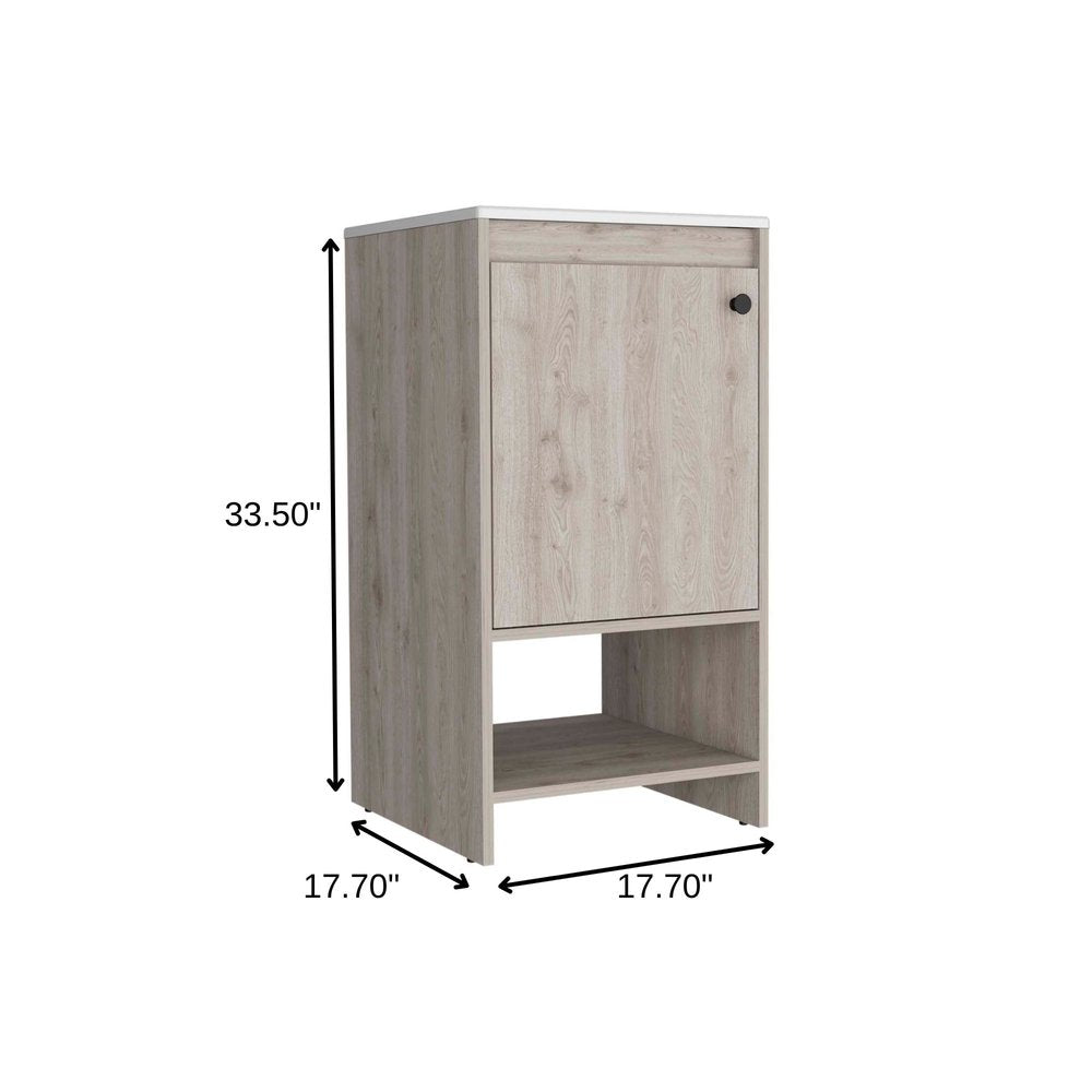 18" Light Gray Wood Freestanding Single Door Bathroom Vanity With White Sink