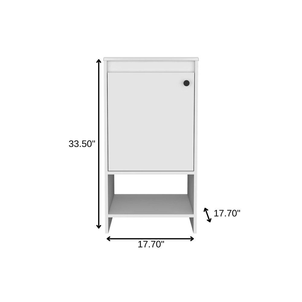 18" White Wood Freestanding Single Door Bathroom Vanity With Sink