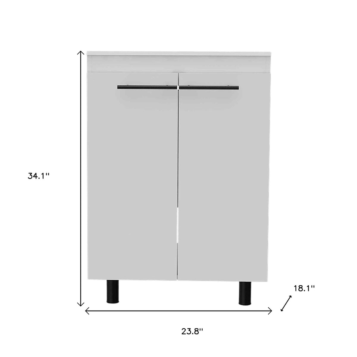 24" White Wood Freestanding Double Door Bathroom Vanity With Sink