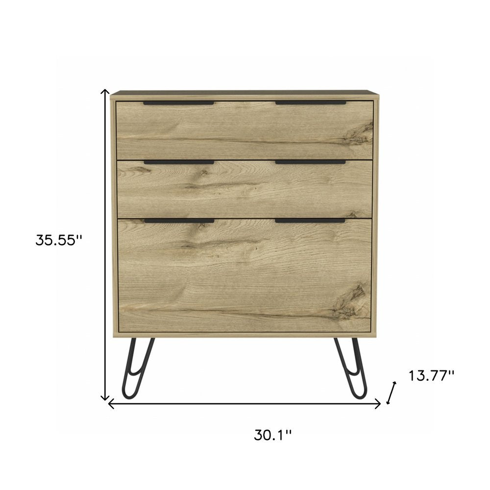 47" Brown And Black Wood Four Drawer Double Dresser