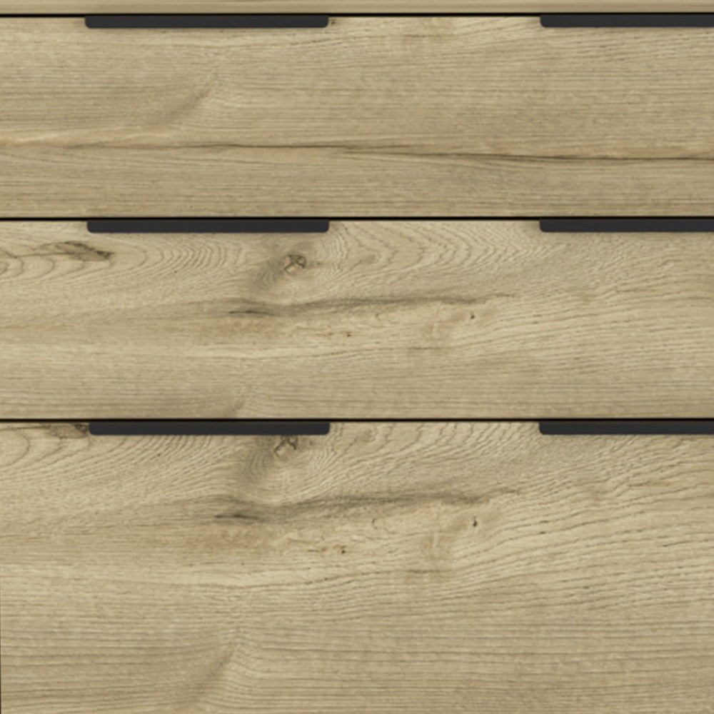 30" Brown And Black Wood Three Drawer Dresser