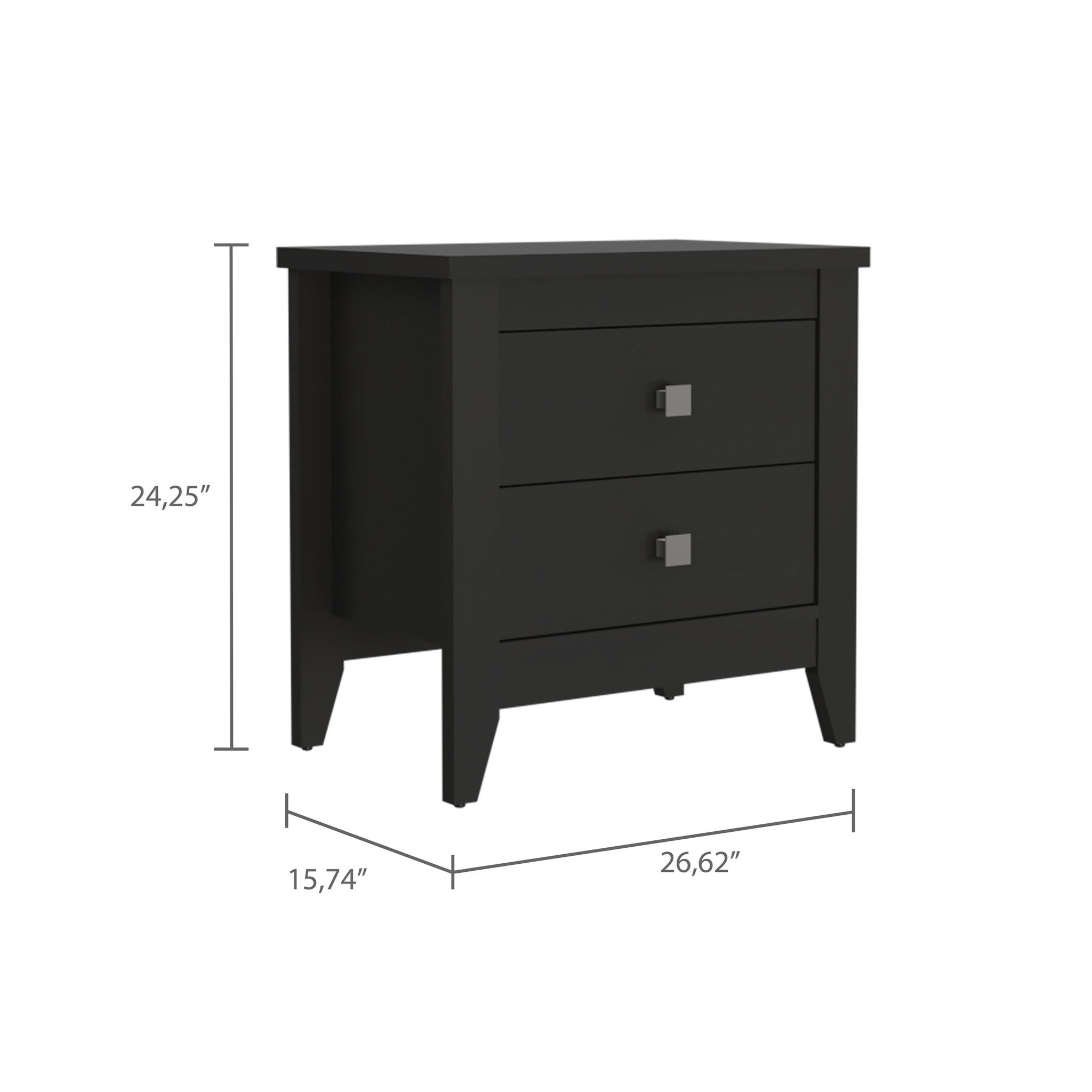 24" Black Wengue Two Drawer Nightstand