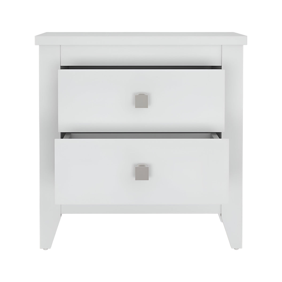 24" White Wood Two Drawer Nightstand