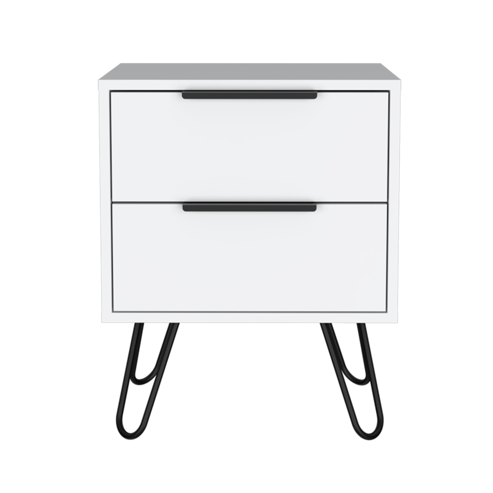 22" White Two Drawer Nightstand