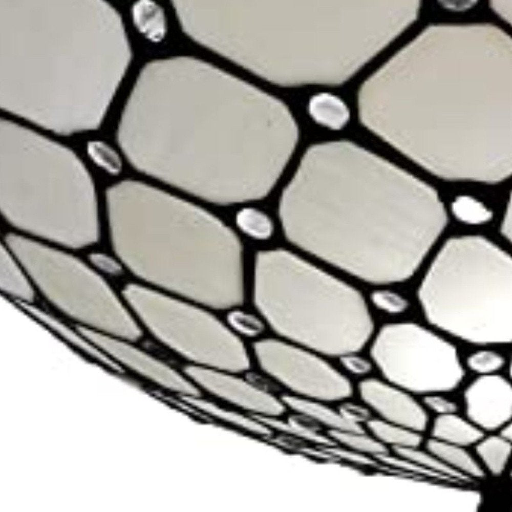 Black And White Unique Statement Two Light Glass Dimmable Chandelier With Black And White Shades