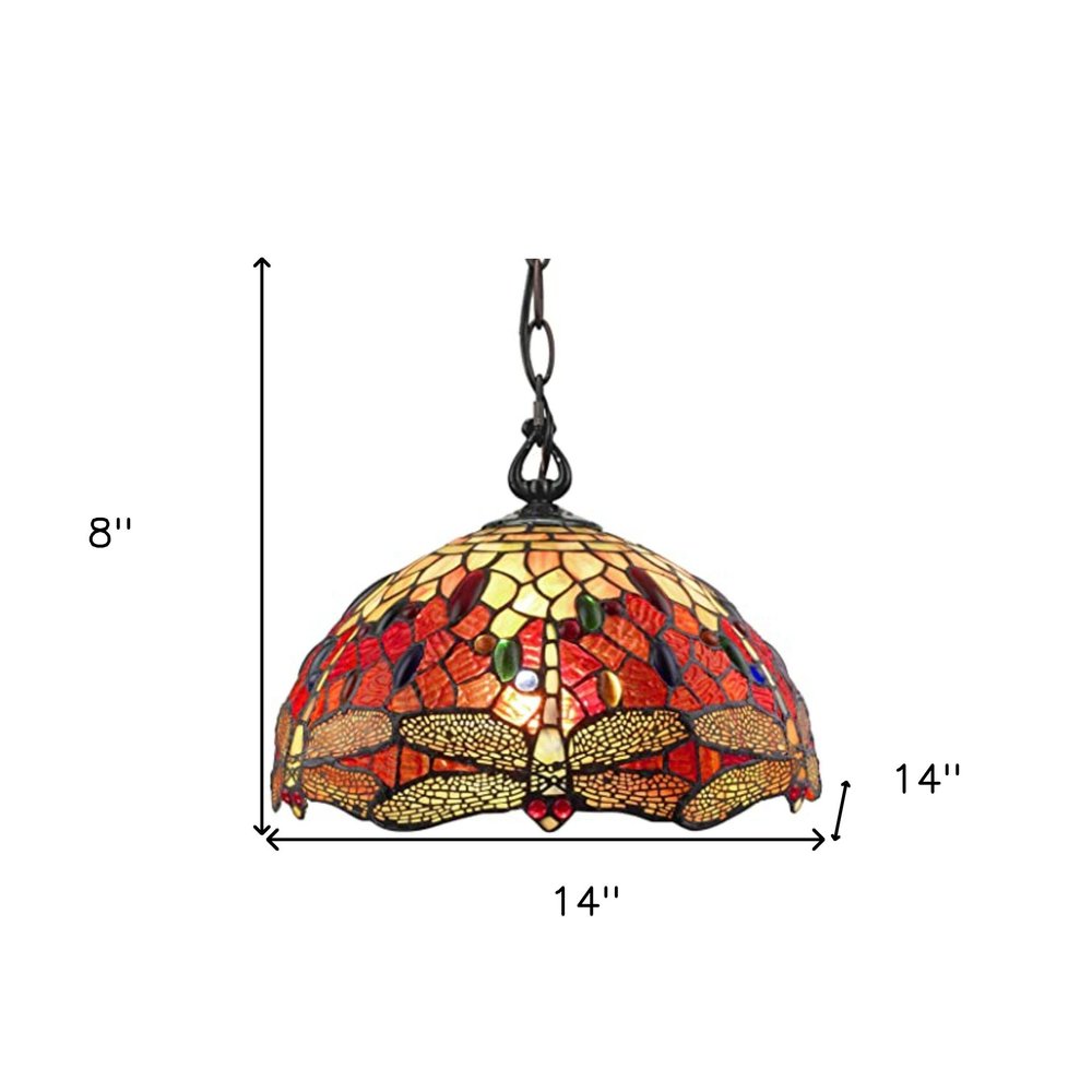 Red And White Unique Statement Two Light Glass Dimmable Chandelier With Red And White Shades