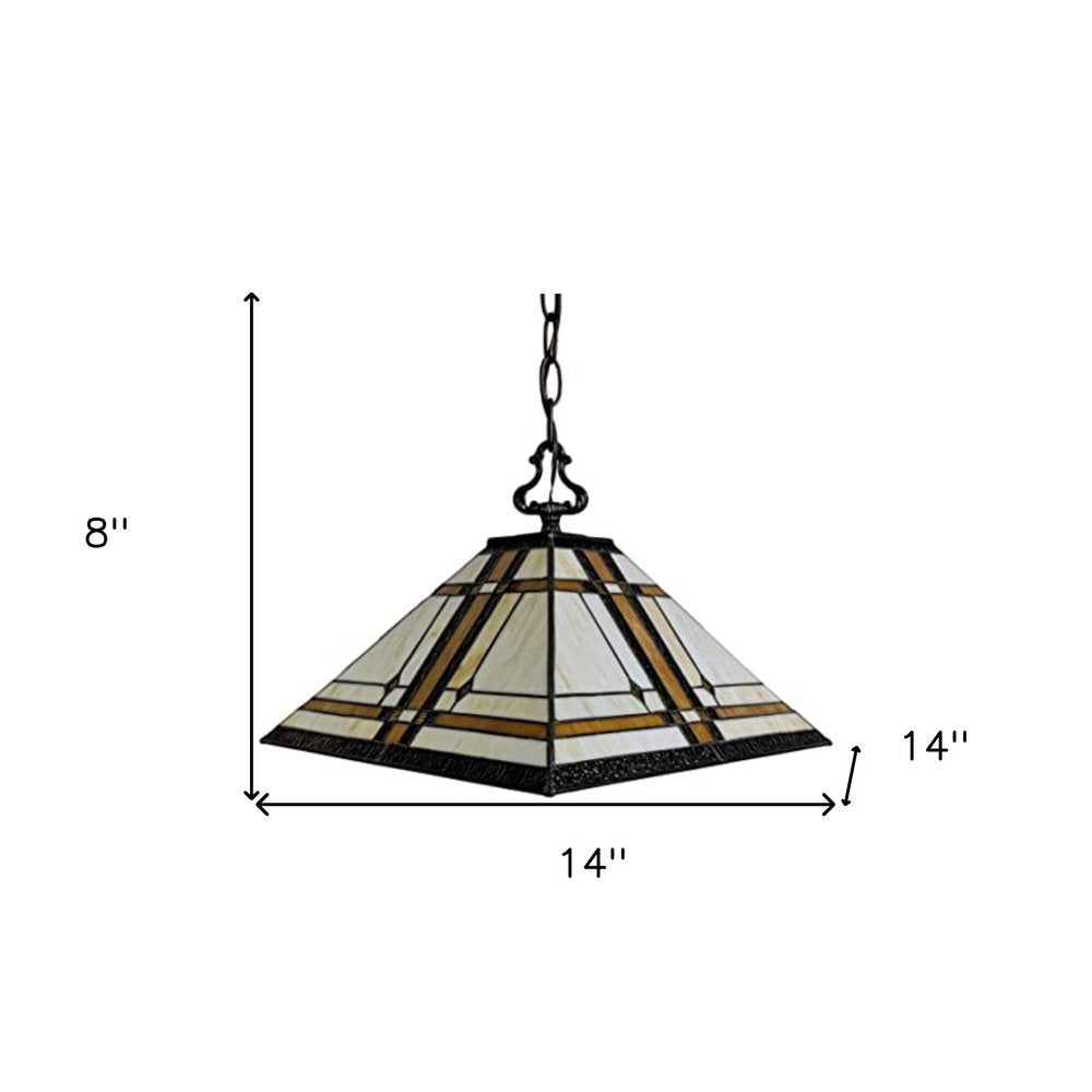 Brown And White Unique Statement Two Light Glass Dimmable Chandelier With Brown And White Shades
