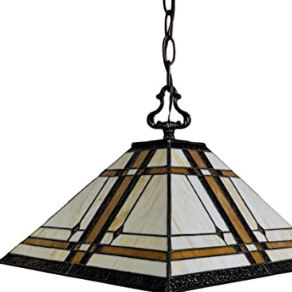 Brown And White Unique Statement Two Light Glass Dimmable Chandelier With Brown And White Shades