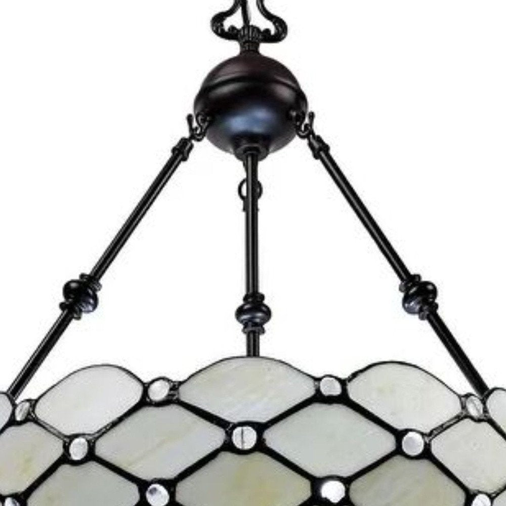 Black And White Unique Statement Three Light Glass Dimmable Chandelier With Black And White Shades