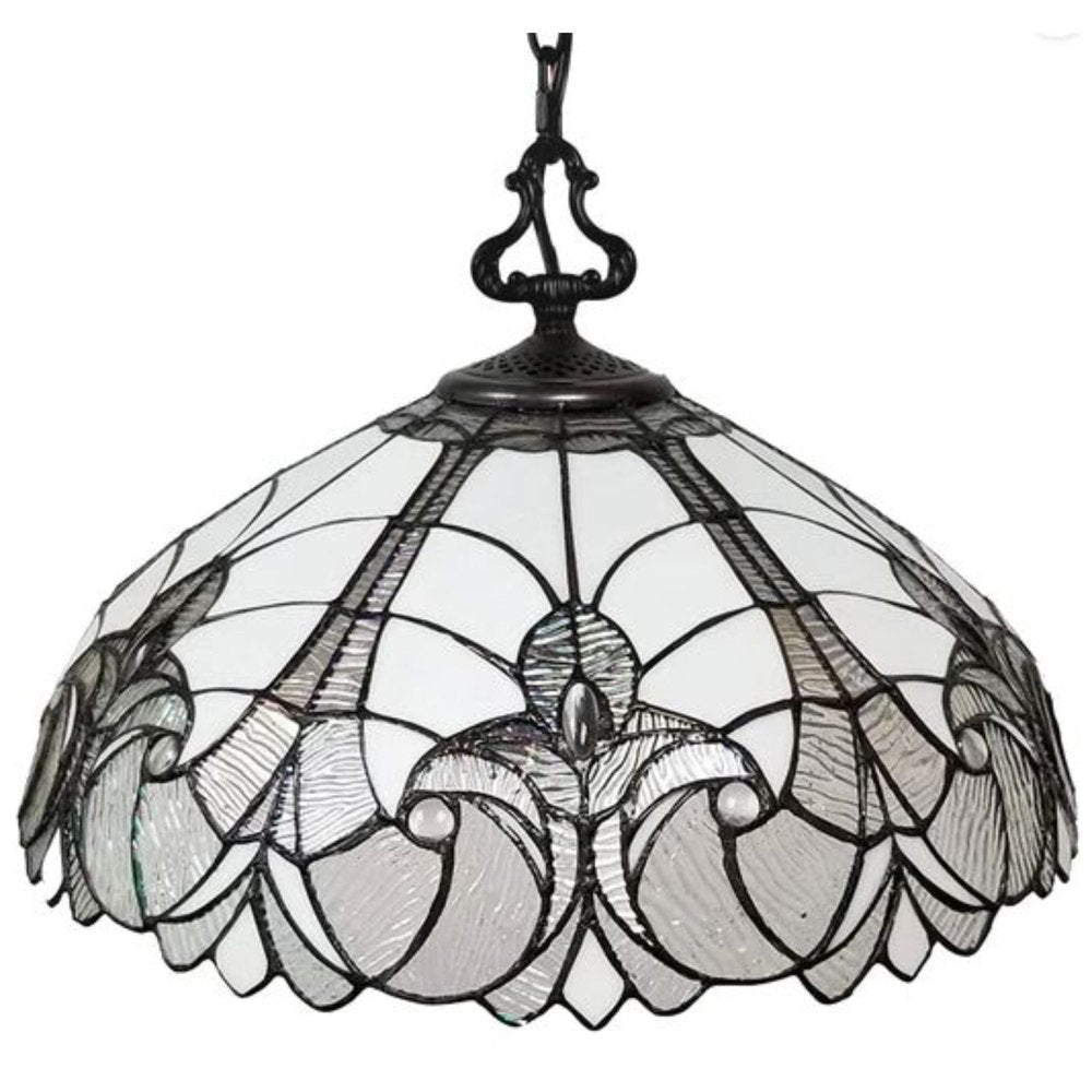 Black And White Unique Statement Two Light Glass Dimmable Chandelier With Black And White Shades