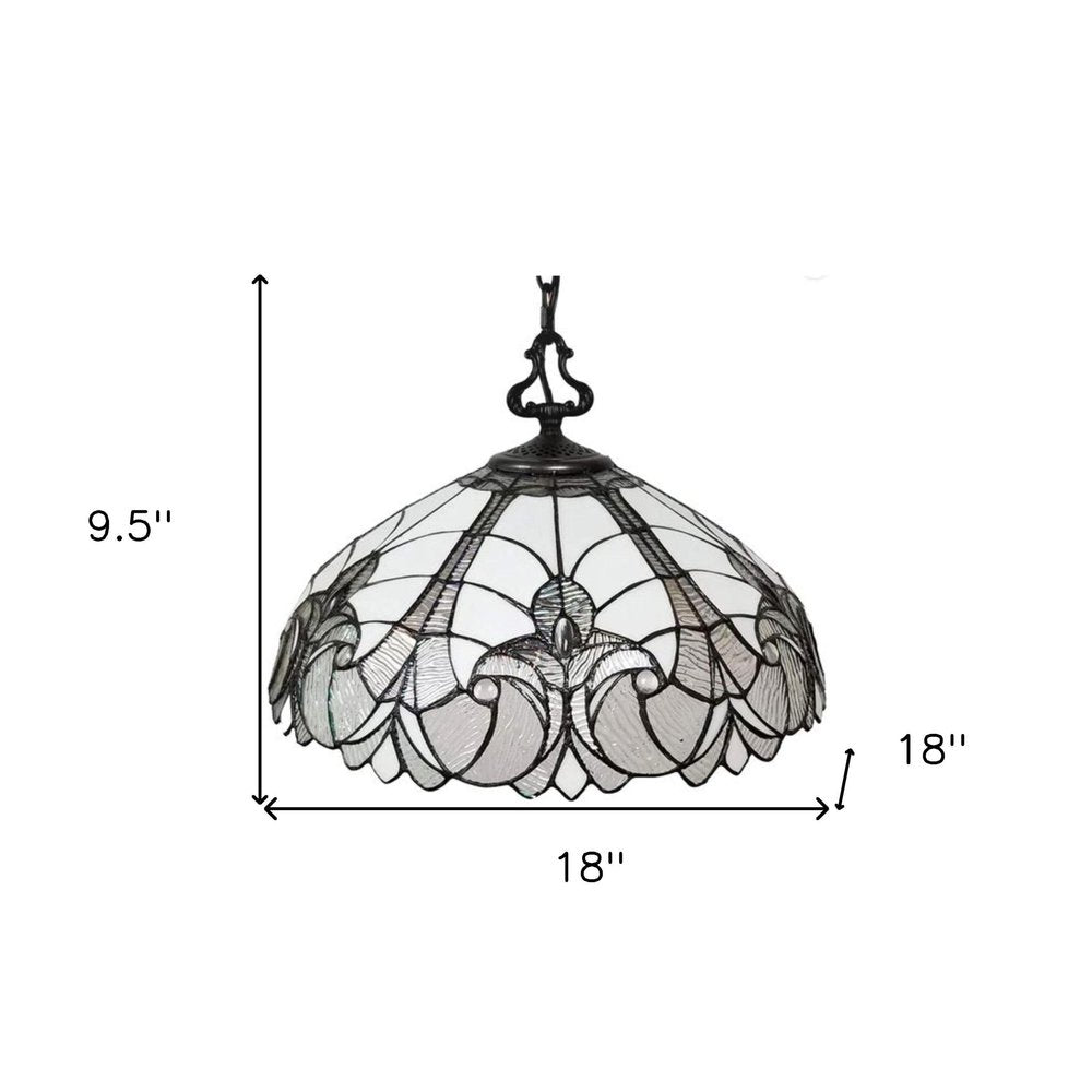 Black And White Unique Statement Two Light Glass Dimmable Chandelier With Black And White Shades