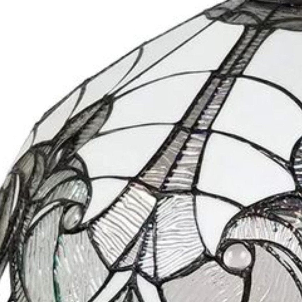 Black And White Unique Statement Two Light Glass Dimmable Chandelier With Black And White Shades