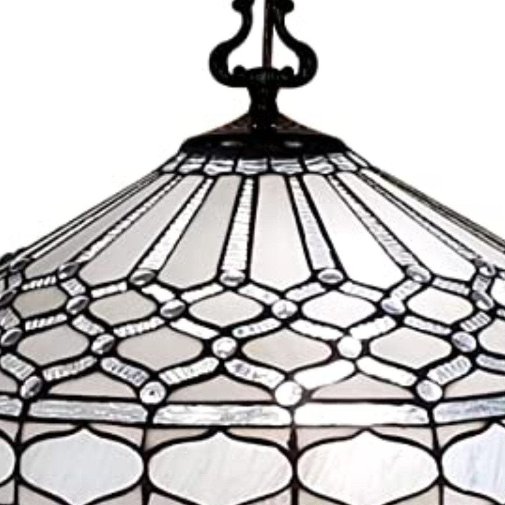 Black And White Unique Statement Two Light Glass Dimmable Chandelier With Black And White Shades