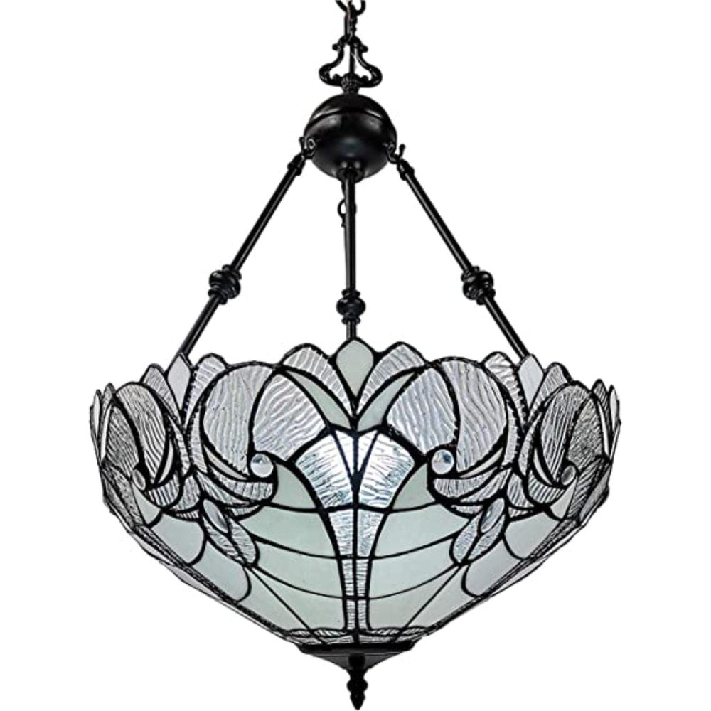 Black And White Unique Statement Two Light Glass Dimmable Chandelier With Black And White Shades