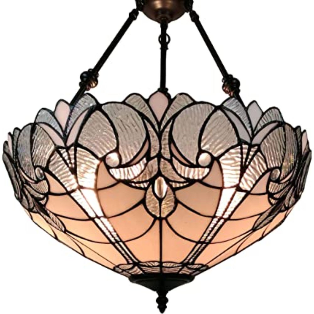 Black And White Unique Statement Two Light Glass Dimmable Chandelier With Black And White Shades