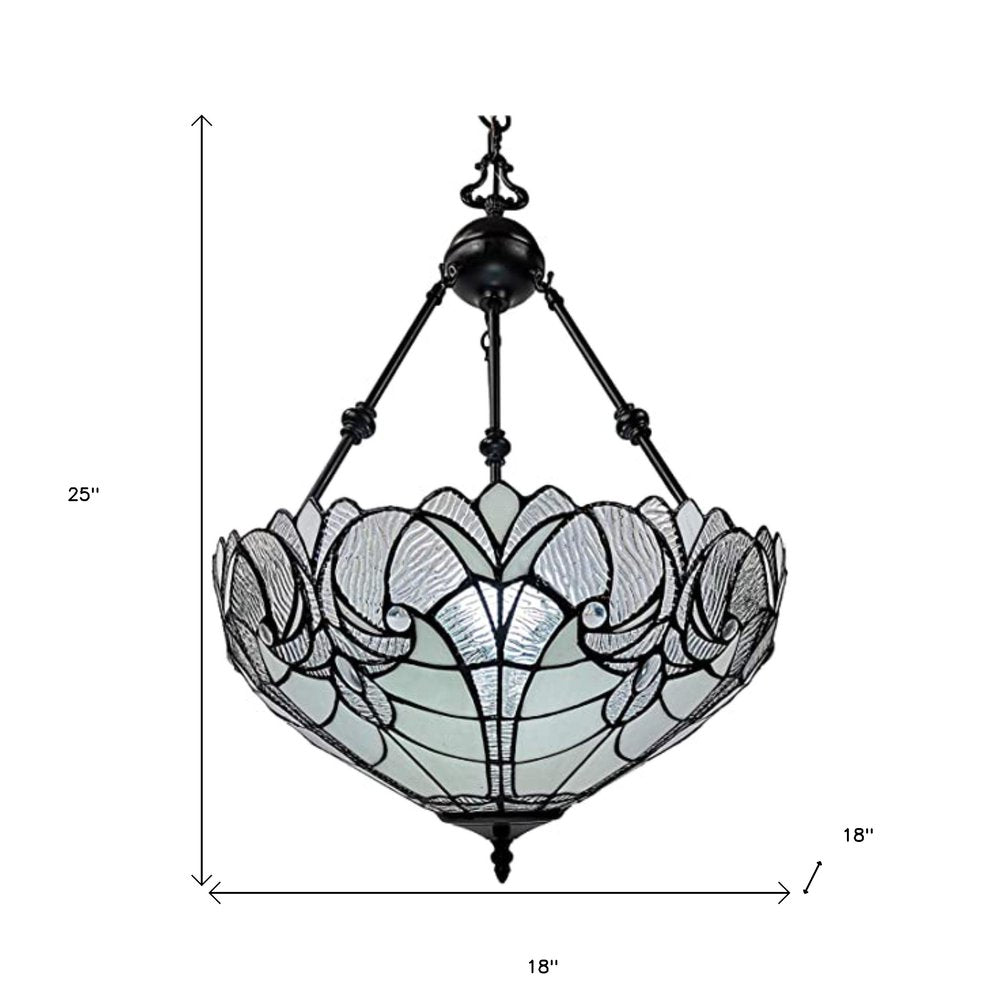 Black And White Unique Statement Two Light Glass Dimmable Chandelier With Black And White Shades