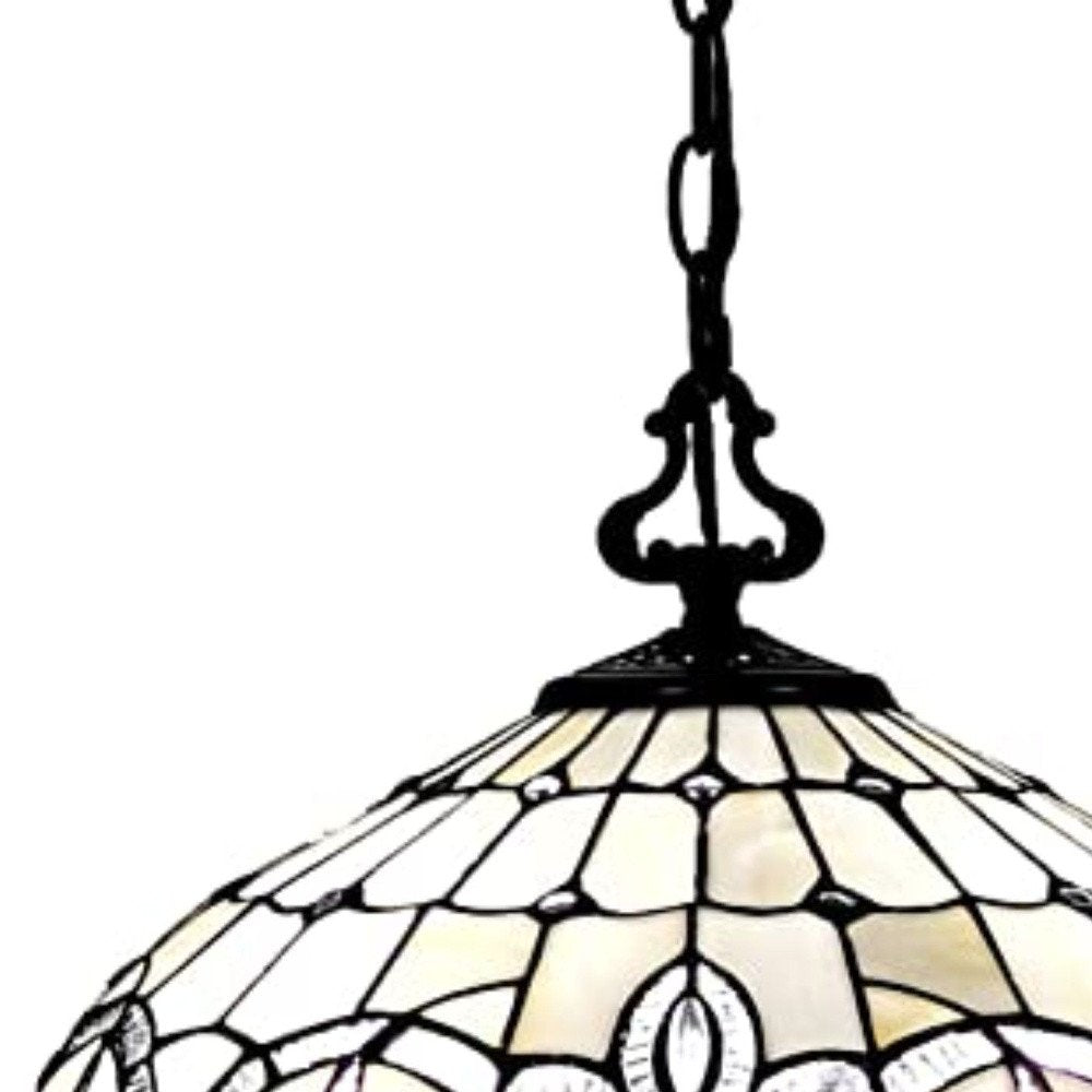 Black And White Unique Statement Two Light Glass Dimmable Chandelier With Black And White Shades