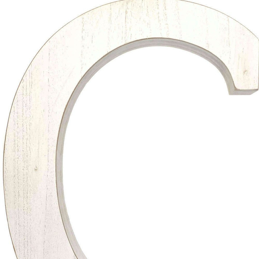 16" White Distressed Wood Letter C Tabletop Sculpture