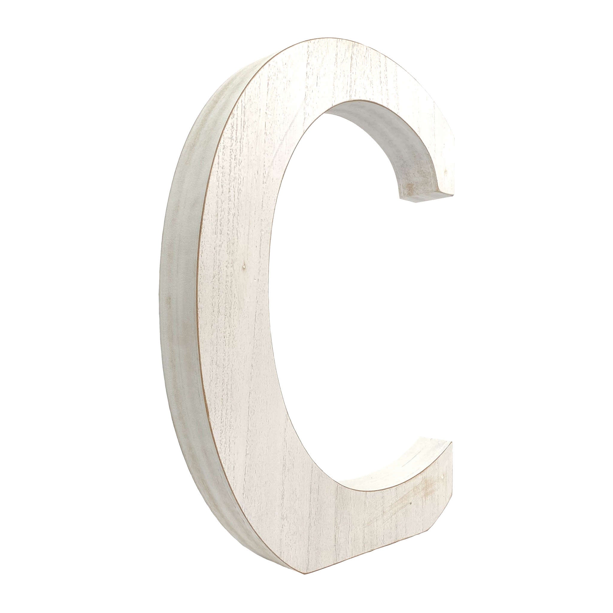 16" White Distressed Wood Letter C Tabletop Sculpture