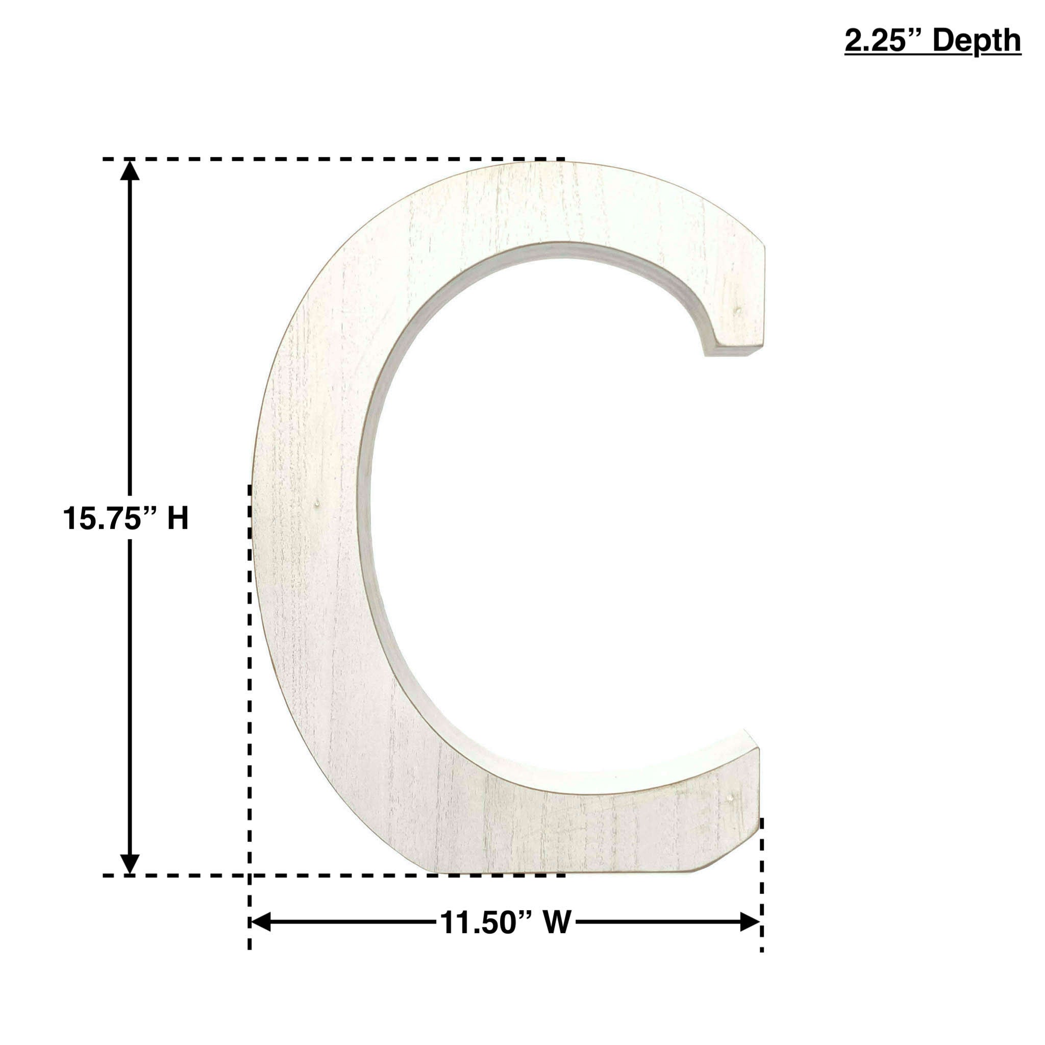 16" White Distressed Wood Letter C Tabletop Sculpture