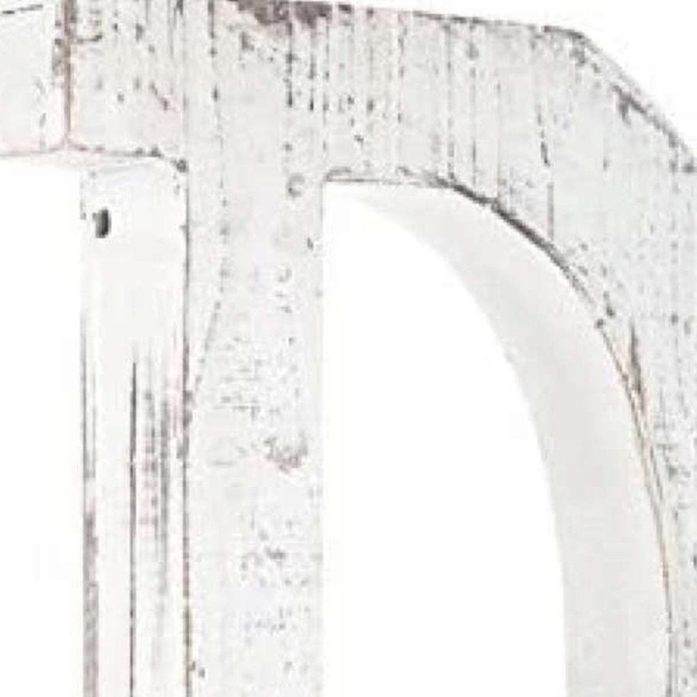 16" Distressed White Wash Wooden Initial Letter D Sculpture