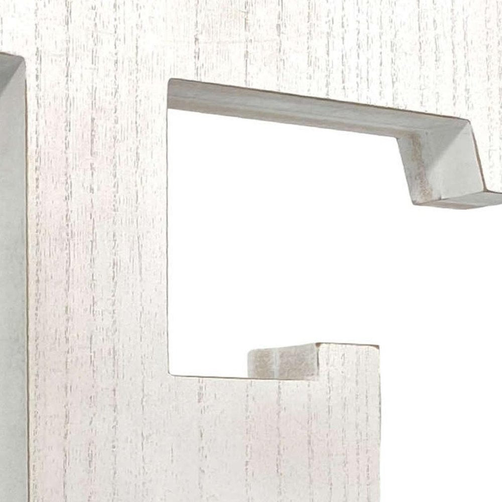 16" Distressed White Wash Wooden Initial Letter F Sculpture