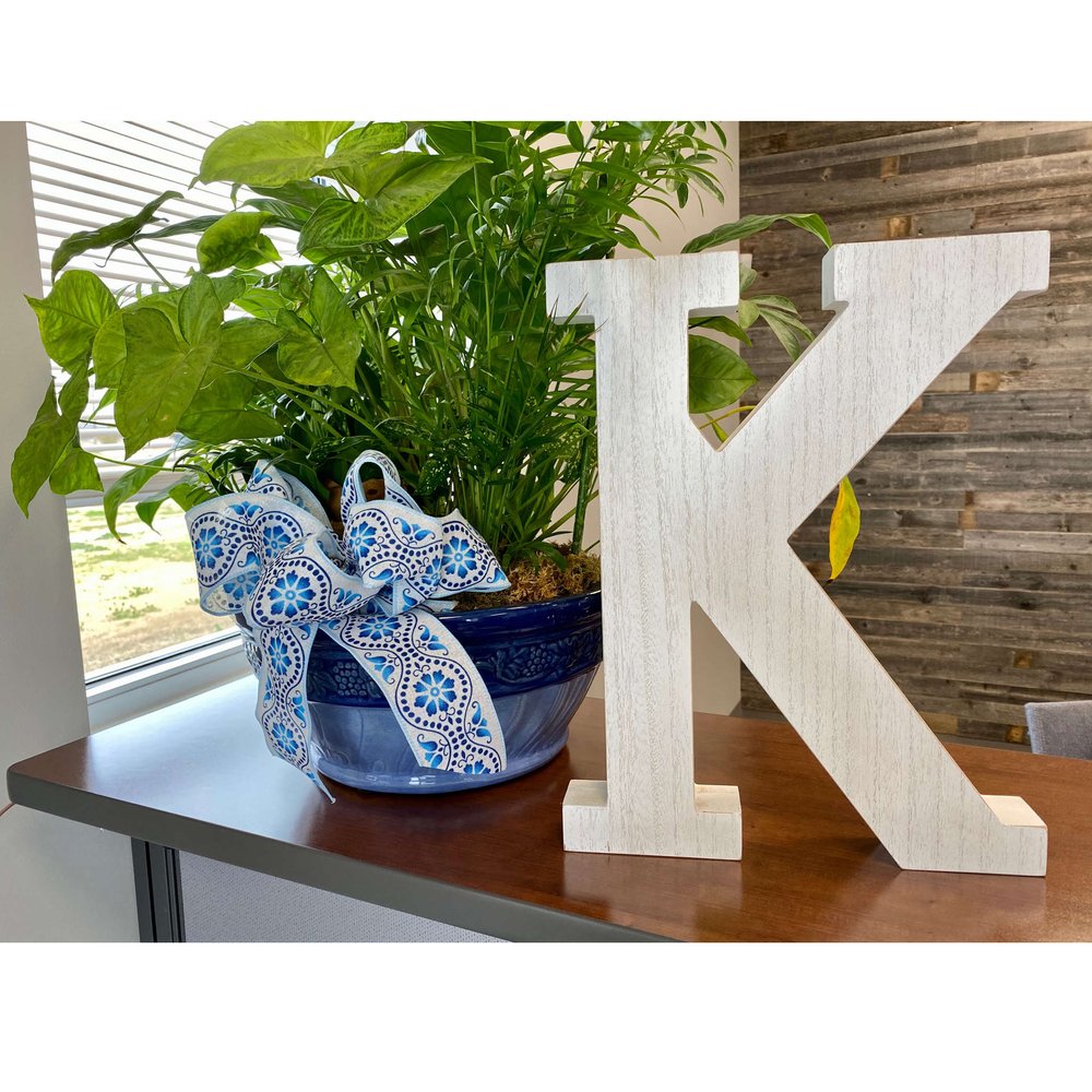 16" White Distressed Wood Letter K Tabletop Sculpture