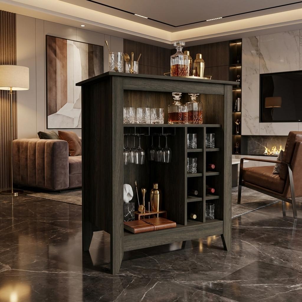 Espresso Bar Cart With Wine Storage