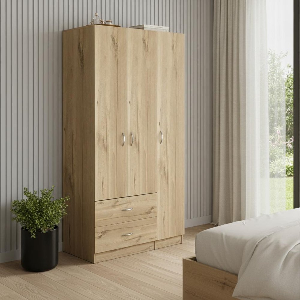 71" Brown Wood Two Door Two Drawer Combo Dresser