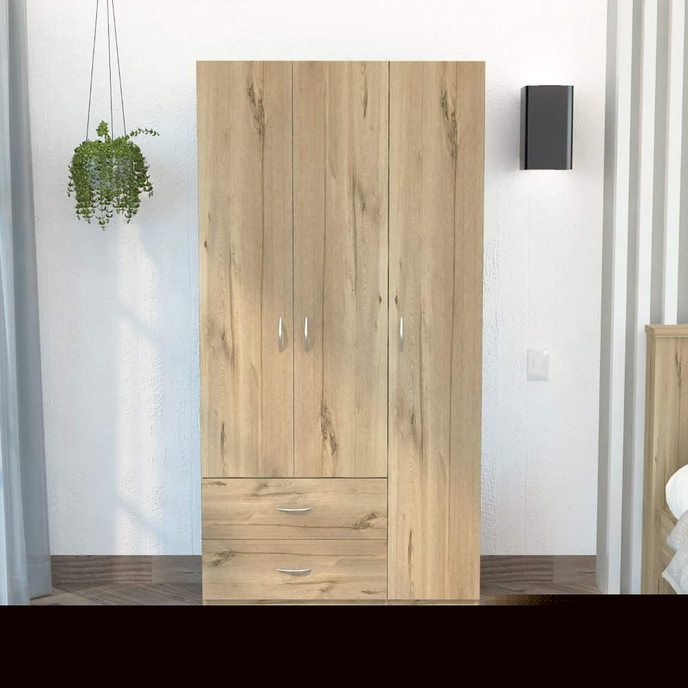 71" Brown Wood Two Door Two Drawer Combo Dresser