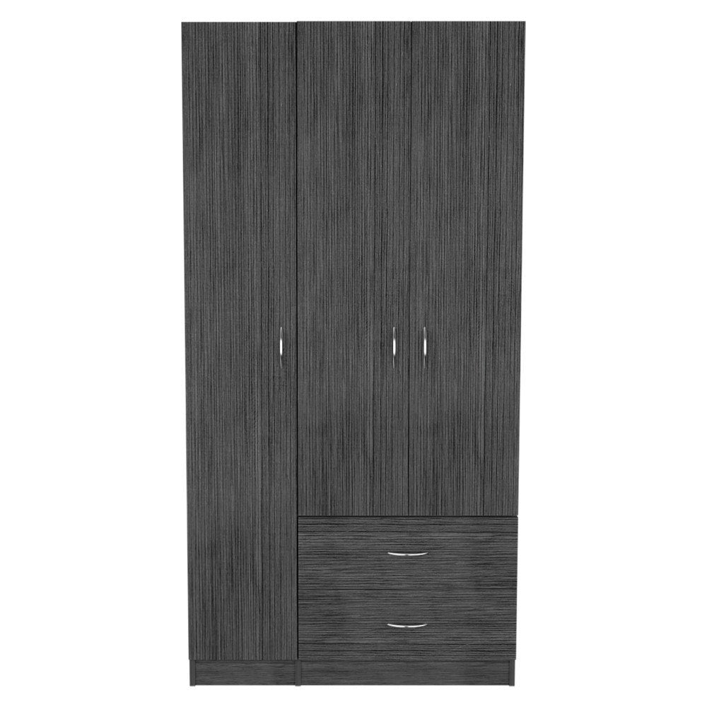 71" Brown Wood Two Door Two Drawer Combo Dresser