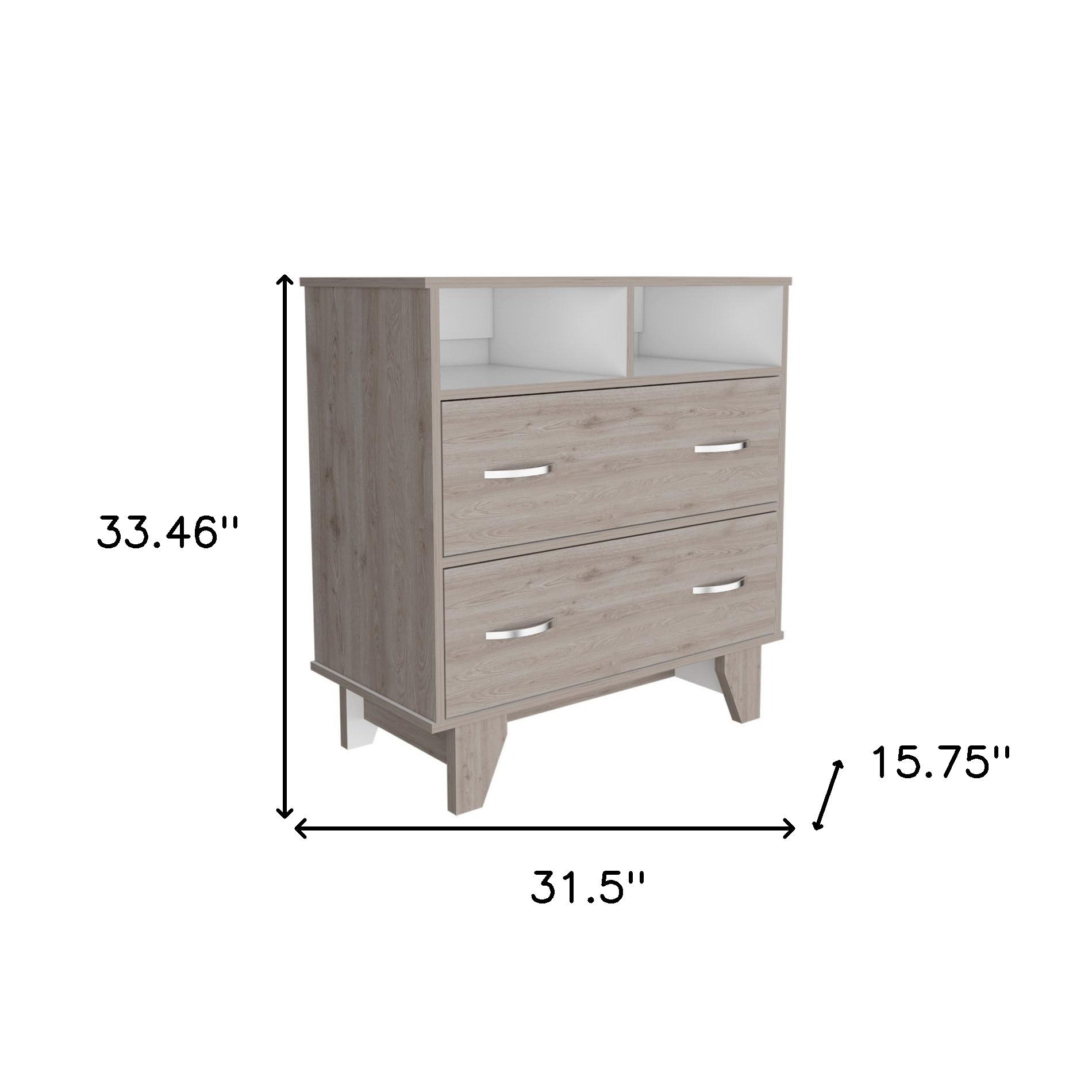 32" Light Grey Manufactured Wood Two Drawer Dresser