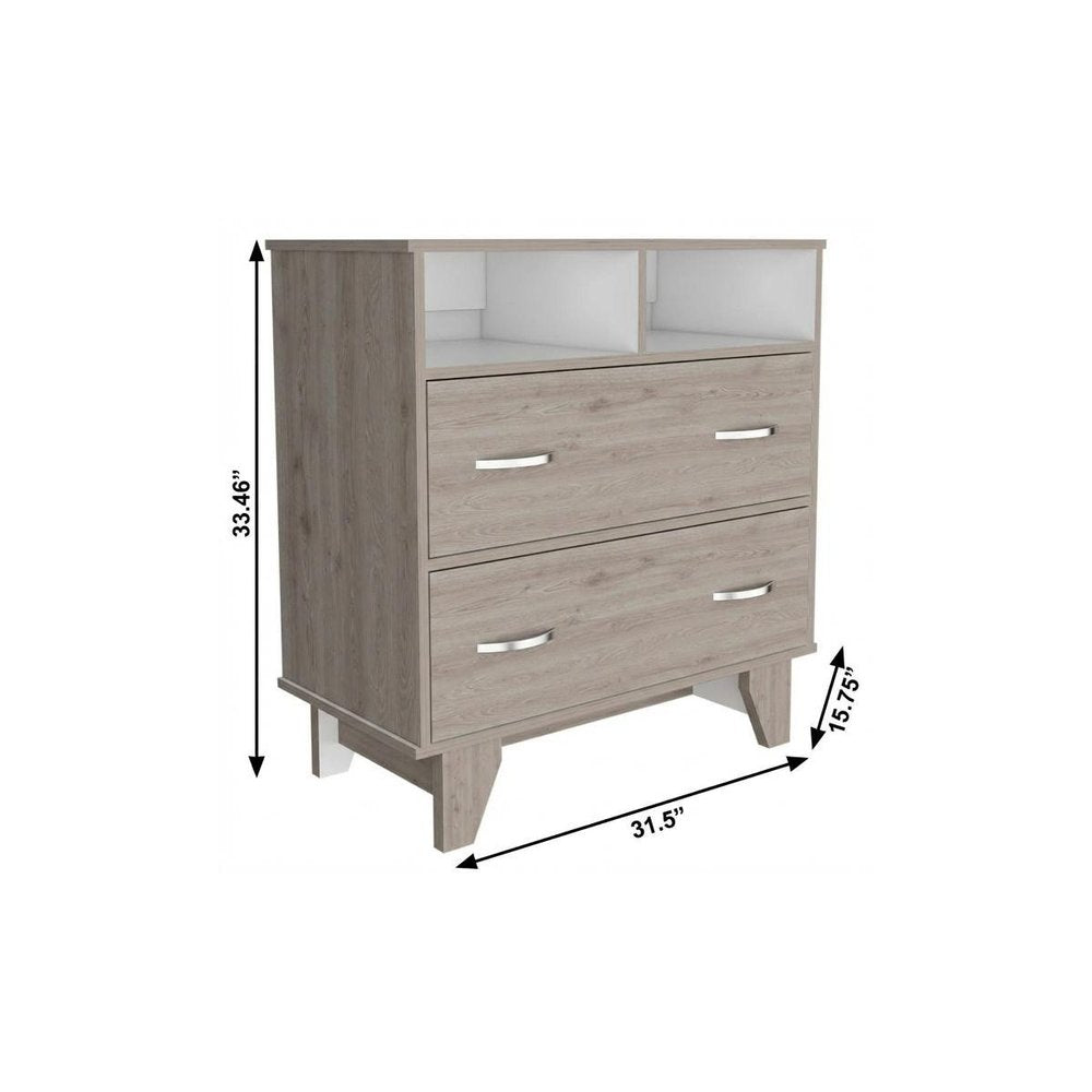 32" Light Grey Manufactured Wood Two Drawer Dresser