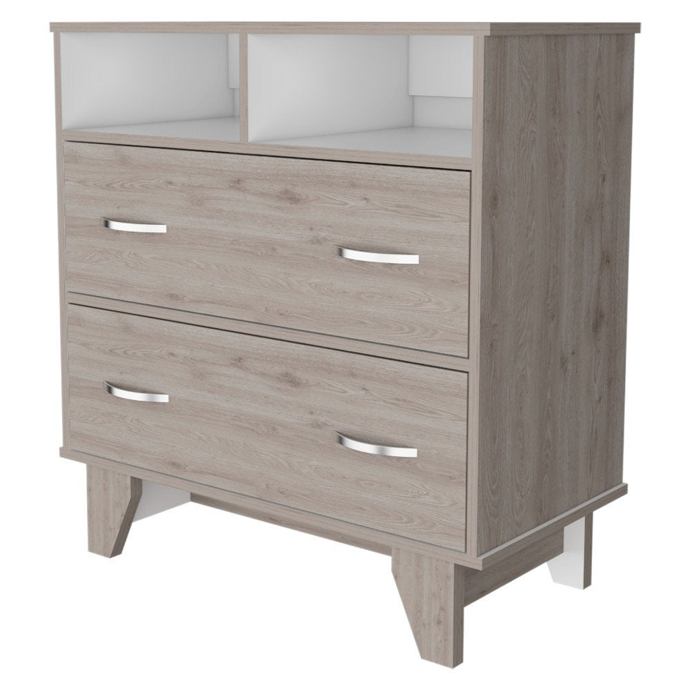 32" Light Grey Manufactured Wood Two Drawer Dresser