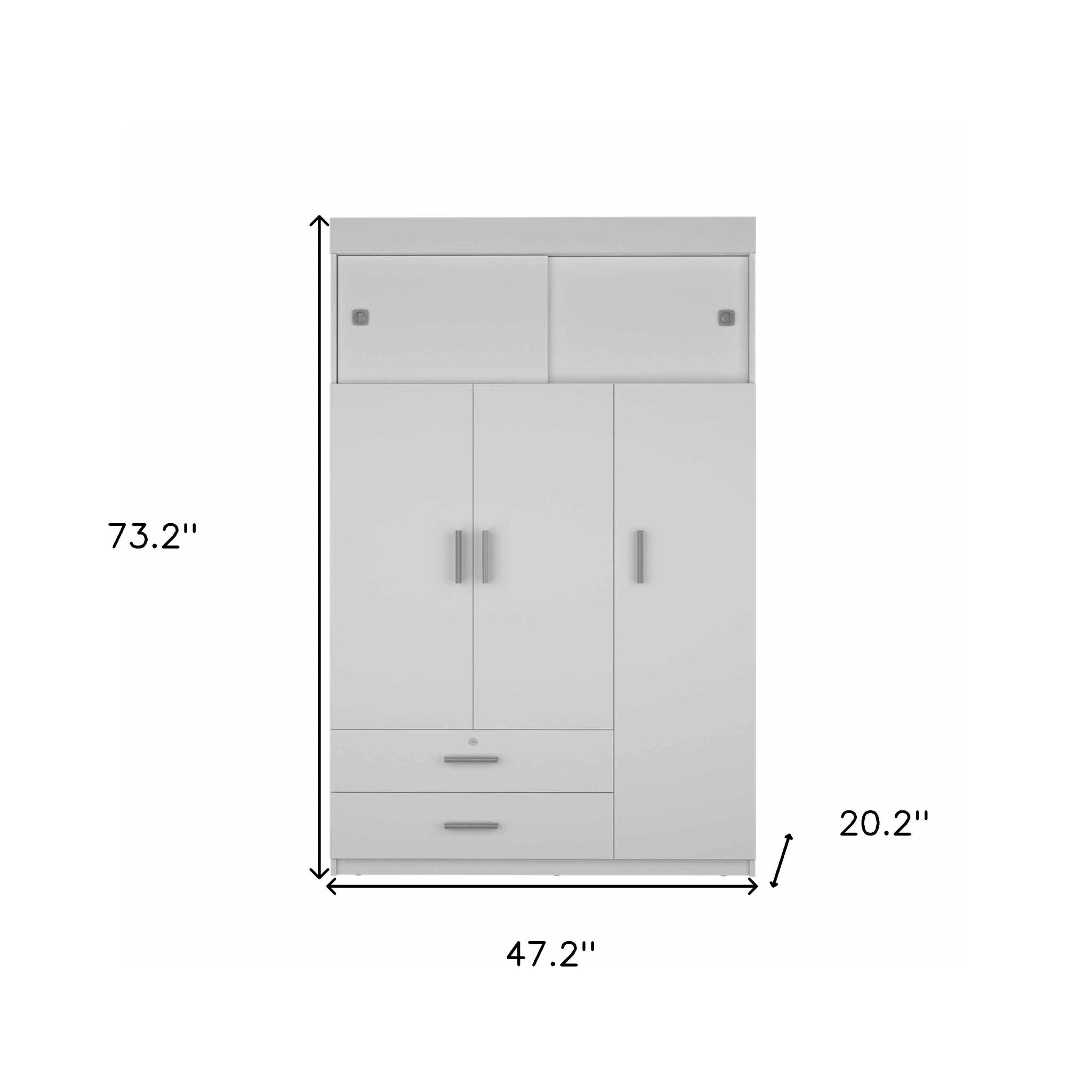 47" White Two Drawer Combo Dresser