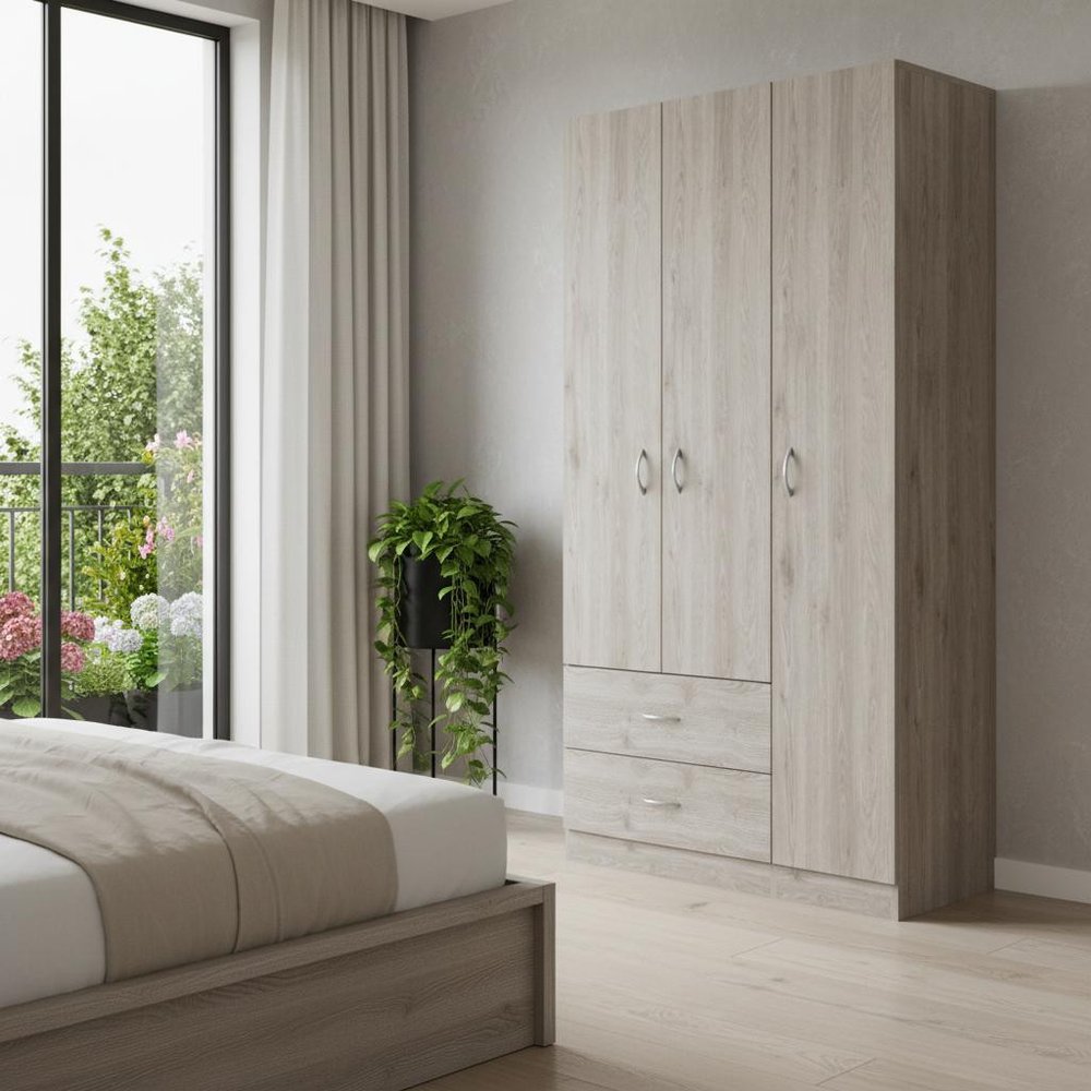 71" Light Gray Wood Two Drawer Combo Dresser