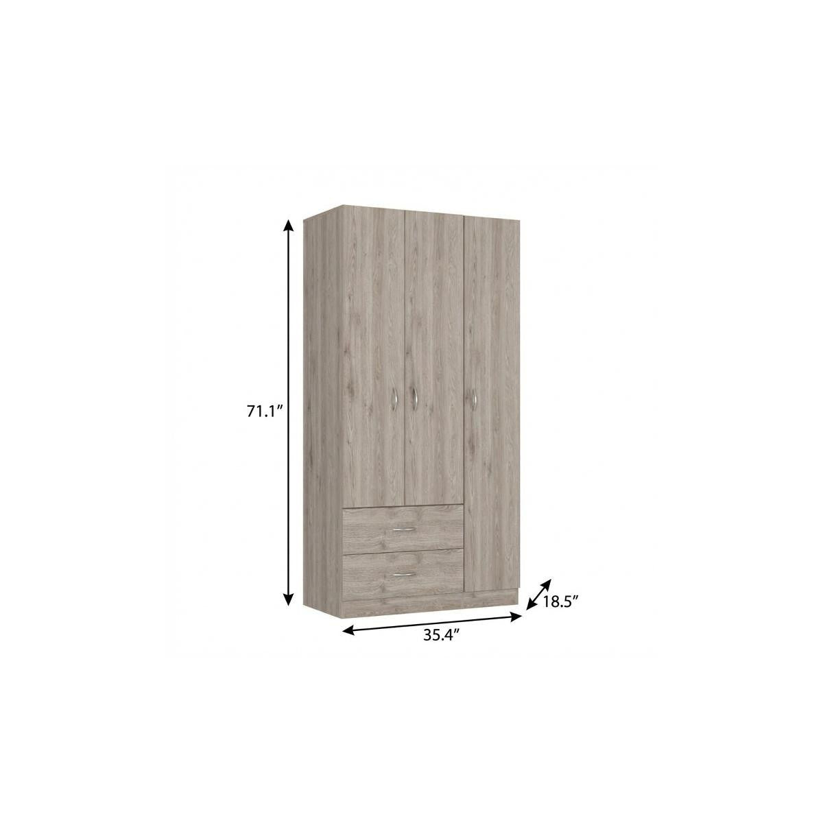 71" Light Gray Wood Two Drawer Combo Dresser