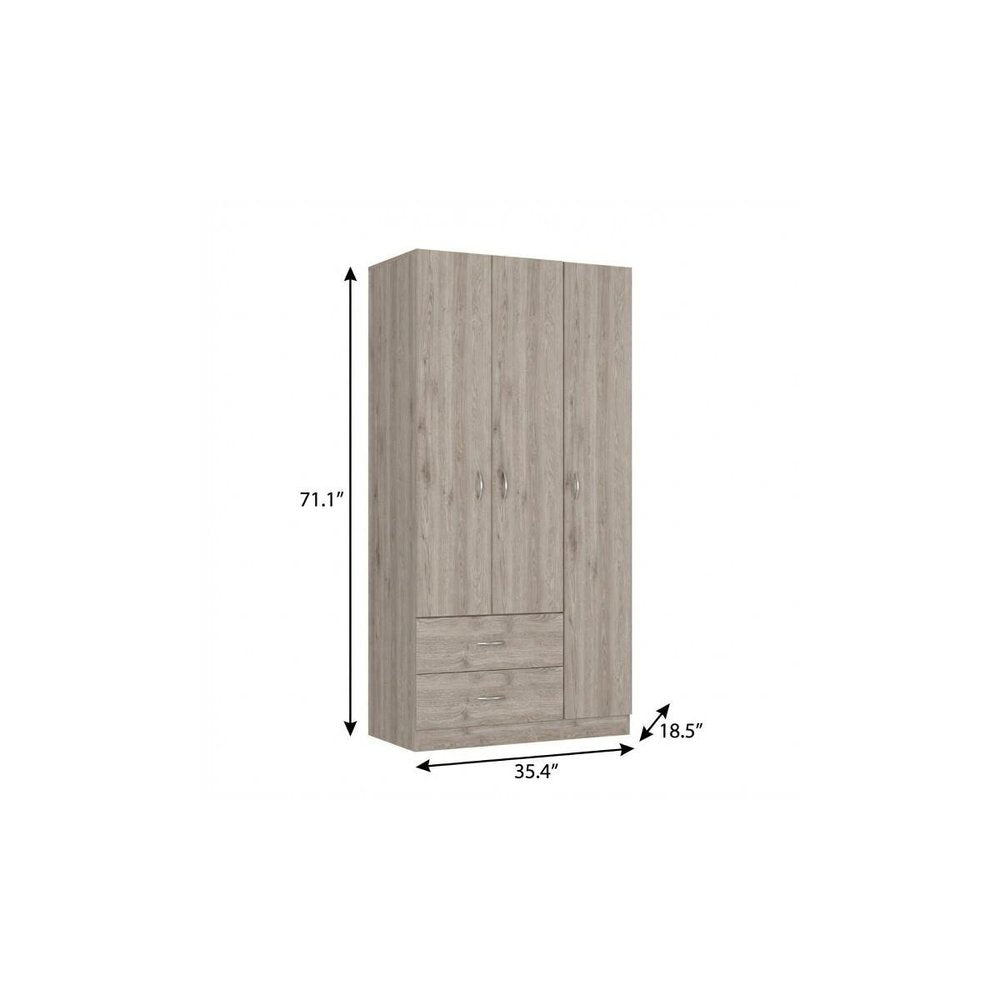 71" Brown Wood Two Door Two Drawer Combo Dresser