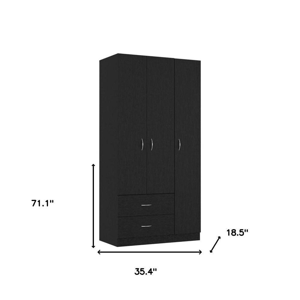 71" Brown Wood Two Door Two Drawer Combo Dresser
